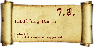 Takácsy Barna névjegykártya